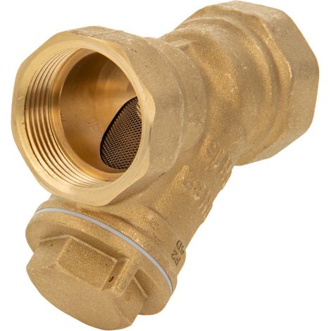 tecuro Schrägsitz-Schmutzfänger G 1 1/4 Zoll (DN 32) mit Edelstahlsieb 0,5 mm Maschenweite, Messing (1/5)
