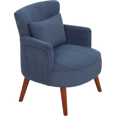 Fauteuil moderne, chaise d'appoint rembourrée avec coussin lombaire, bleu (1/5)