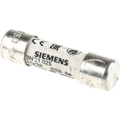 Cartouche fusible Siemens, 25A 10 x 38mm 600V c.a. ( Prix pour Paquet de 10 )