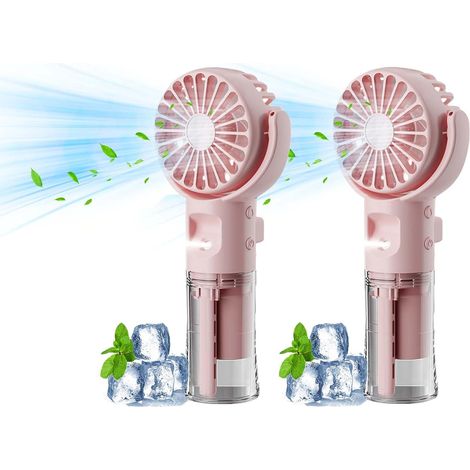 Handventilator mit Wasserkuehlung USB 4 Stufen 2er Pack Rosa (1/5)