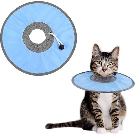 Collar antilamidos para gatos, collar de recuperación, talla L, estilo isabelino, para cachorros, perros pequeños y gatos (azul) (1/5)