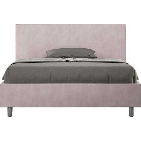 Letto matrimoniale francese senza rete imbottito 140x200 microfibra glicine Adele (1/4)