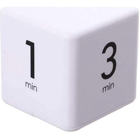 Minuteur de cuisine, minuteur cubique avec compte à rebours pour cours de cuisine et formation, réveil numérique avec affichage LED (blanc, 1-3-5-10 minutes) (1/5)
