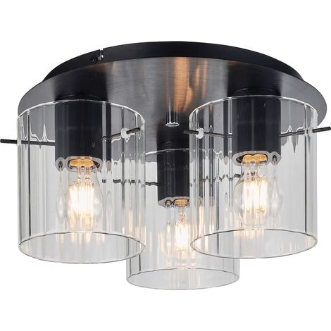 [GEBRAUCHT] B-Ware Lucande Deckenleuchte Deckenspot Lampe Eirian Glas Schwarz Transparent E27