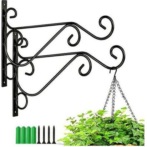 2 Pièces Support Plante Mural Balcon, Support Plante Mural Balcon Avec Vis, Supports de Panier Suspendu en Fer Forgé en Métal Accessoires, Convient pour Suspendre des Pots de Fleurs et des L (1/5)