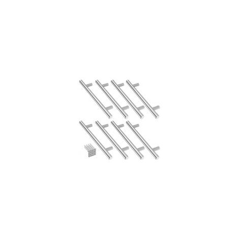 Juego de 8 tiradores redondos de acero inoxidable, color plata, con una distancia entre orificios de 128 mm, para cocina y cajones, con tornillos incluidos - Crezuo (1/4)