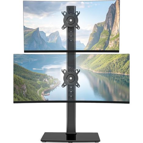 Support Double écran Vertical 17-34", Base en Verre (1/5)