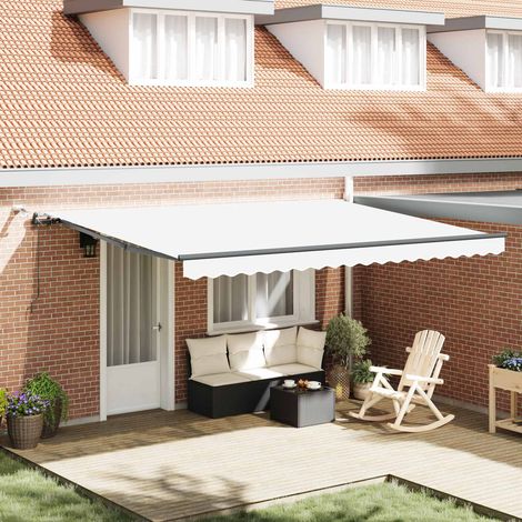 Store banne-Tissu de auvent avec Blanc 450x350 cm Polyester (1/5)