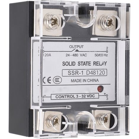 Relais statique AC module SSR 120A 24-480VAC, tension charge max 480V, commande DC vers AC, idéal pour automatisation industrielle (1/5)