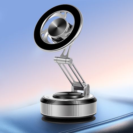 Support de téléphone pour voiture, fixation par ventouse à bras articulé, support magnétique, compatible avec tous les modèles de voiture (argent) (1/5)