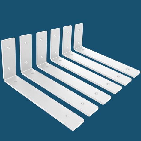 Lot de 6 Equerre Etagere Murale, équerre Industrielle,Equerre Charge Lourde,5 mm D'épaisseur, Support Invisible étagère Murale avec Vis (Blanc 30 cm) (1/5)