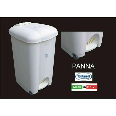 Pattumiera a Pedale Con Ruote Carolina 50 Litri Bianco 34,5x41,5xh 63,5 cm (1/5)