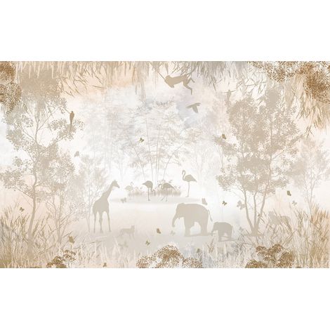 Papier peint panoramique Enfants - Animaux de la Jungle - 130 cm x 81 cm (1/2)