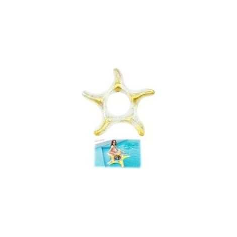 Anneau de Natation Gonflable,Bouée Gonflable Brillante, Bouée Ronde, Anneau de Natation Étincelant, Bouée Piscine Adulte, Rond, Pentacle, Or, 90cm, Jouets de Plage de Piscine d'Été (Pentacle) (1/5)