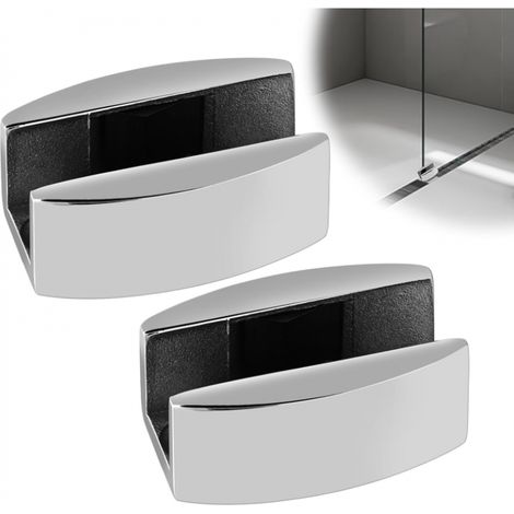 Sollbry Guía de piso de acero inoxidable para puerta corrediza de vidrio: 2 piezas, sistema de puerta corrediza con rodillo, accesorios, riel guía para puertas de vidrio (1/5)