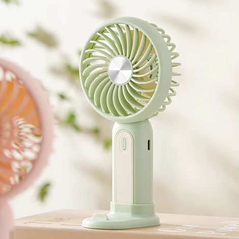(Vert) Ventilateur de bureau silencieux, équipé d'une batterie rechargeable de 300 mAh, ventilateur portable. (1/5)