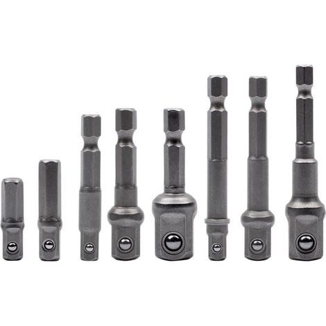 Lot de 8 Adaptateurs de Douille Hexagonale 1/4" vers 1/4" 3/8" 1/2" pour Perceuse Visseuse Sans Fil Douilles Porte-Embouts (1/4)