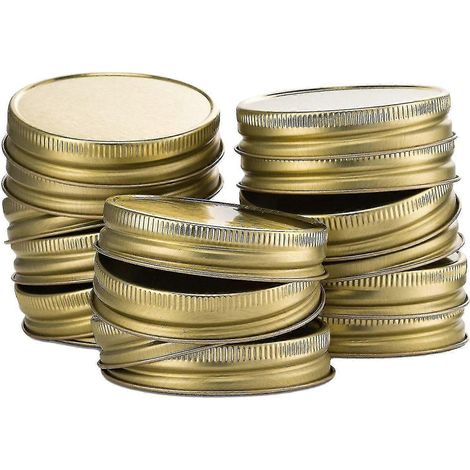 Lot de 24 couvercles pour bocaux Mason à ouverture standard, étanches et sécurisés (dorés) (1/2)