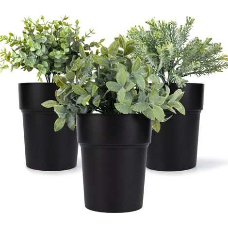 3 pièces Pots de plantes Décoration d'intérieur avec double couche et espace de rangement – Boîte de rangement d'argent comme jardinière d'intérieur pour le jardin, sur la terrasse, dans la cour, (1/5)