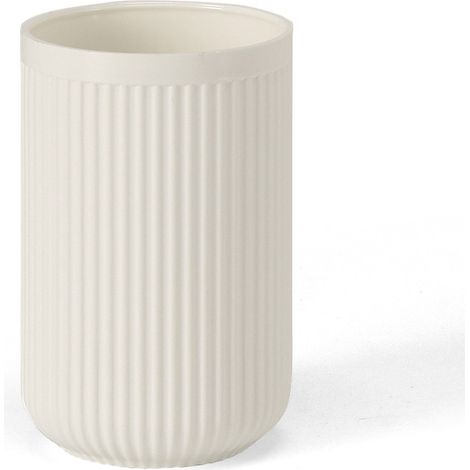 Porta spazzolini bianco crema in plastica cannettata rigida Arizona (1/5)