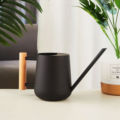 Bouteille d'arrosage noire de 350 ml – Petite bouteille d'arrosage pour plantes d'intérieur – Fabriquée en acier inoxydable – Bec long – Bouteille d'arrosage de jardin noire pour l'intérieur – Bouteil (1/4)