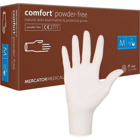 Gants en latex sans poudre M Mercator Latex Comfort, 100 pièces (1/5)