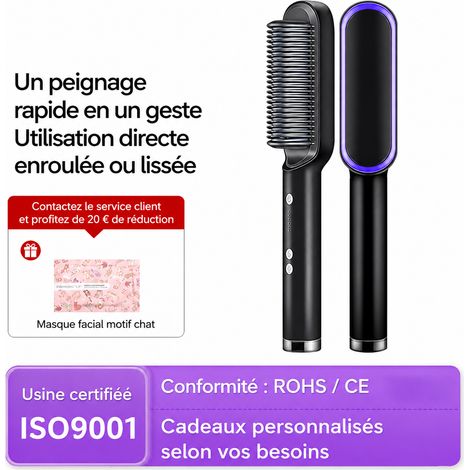 Brosse lissante et bouclante chauffante 2 en 1 KD380 rouge et noir noir 386 g – Livraison gratuite (1/5)