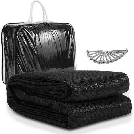 Jiubiaz Tapis de tente respirant 300x400CM, tapis de sol camping extérieur pour auvent et caravane Noir