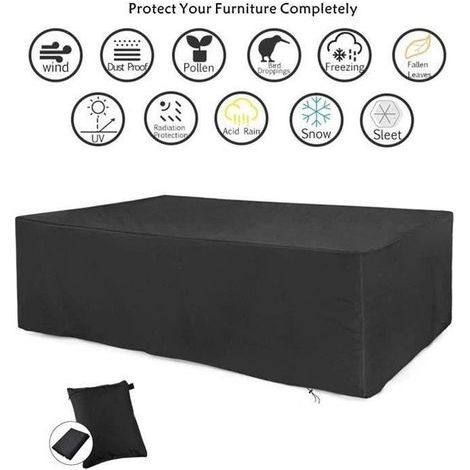 Telo di copertura per mobili da giardino, telo di copertura rettangolare per tavolo 213x132x74 cm, impermeabile, antipolvere, resistente ai raggi UV (1/4)