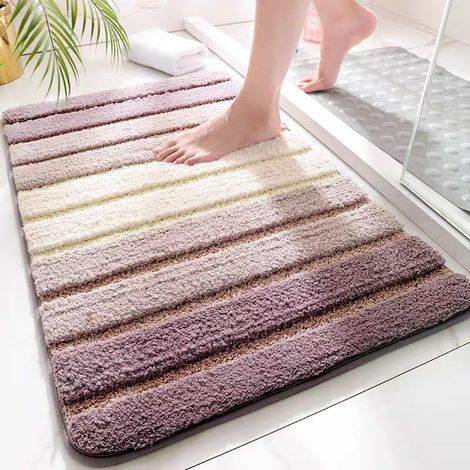 Set di 2 tappetini da bagno antiscivolo, 50 x 80 cm, extra morbidi, lavabili in lavatrice, assorbenti, beige