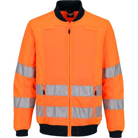 Chaqueta de trabajo con panel de malla de alta visibilidad PORTWEST T164 S Naranja/Marino