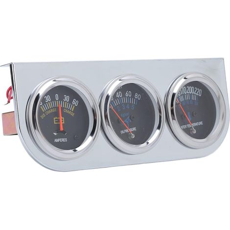 Kit de Jauge Triple 52 Mm, Cadran Blanc avec Pointeur Rouge, Haute Précision, Lecture Facile, Compteur de Température D'eau de Pression D'huile à 3 Ampères à 3 Ampères pour (1/5)