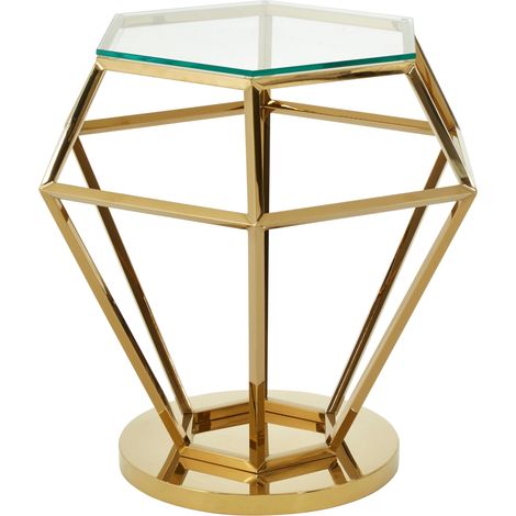 Interiors by Premier Distinctive Small Gold Finish Diamond End Table, Prismatic Design Sitting Room Side Table, Sturdy Side Table (1/5)