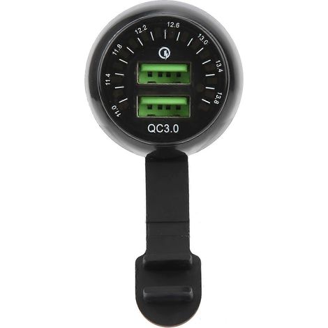 Universelles Kfz-Ladegerät mit zwei USB-Ausgängen, Schnellladefunktion, Farbdisplay und Voltmeter für Fahrzeug, Boot, Wohnmobil und Motor