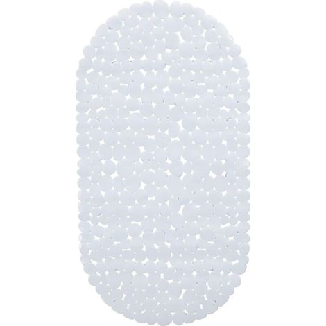 Tappetino antiscivolo per vasca da bagno, effetto pietra con ventose, lavabile, 36 x 68 cm, bianco