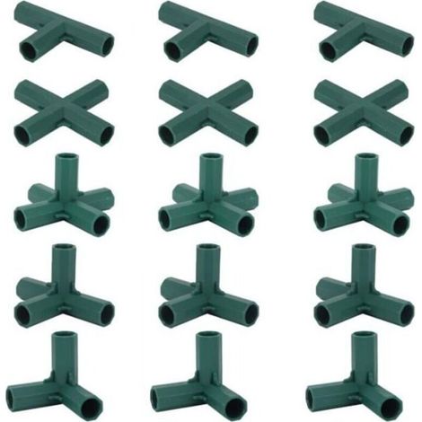 Greenhouse Connectors - 16mm Rod Angle, 5 Types, Sturdy & Stable - 15 Pieces - Gray (1/5)