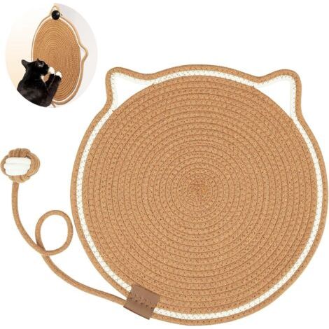 Alfombrilla rascadora para gatos, alfombrilla rascadora con bolas rascadoras en forma de oreja, accesorios antiarañazos, 43 cm de diámetro. (1/5)