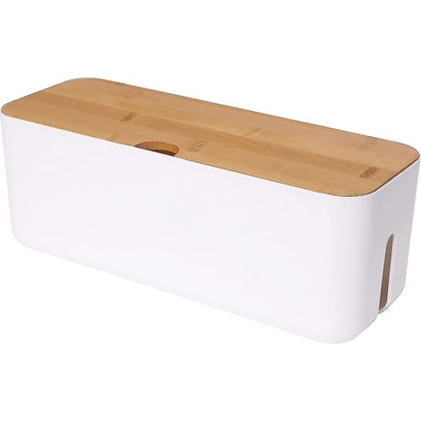 Boîte de gestion de câbles blanc, petit organiseur pour multiprise et cordons, rangement mural ou bureau, étui de dissimulation de fils électriques, 1 pièce (1/4)