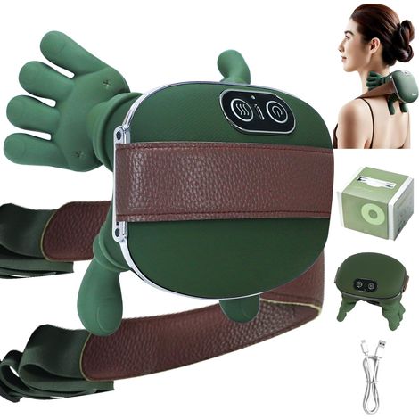 Masseur Cervical, Masseur Dos Et Cervicales Avec Chaleur, Appareil de Massage Bionique 4D pour le Cou Sans Fil, Ergonomique Coussins de Nuque Massants, Cadeaux Pour Maman, Femmes et Hommes
