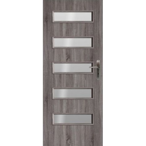 Porte d'intérieur vitrée ARIZONA chêne truffier en plusieurs dimensions - Poussant: Gauche - Largeur porte: 70 cm