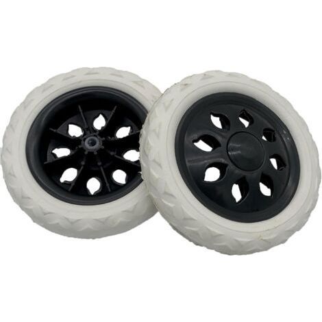 Lot de 2 roues de rechange pour caddie de courses1 paireBlanc et noir, Centre noir avec bande de roulement blanche (1/5)