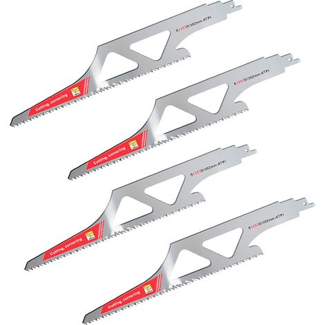 GARRYFIZH ‌4 Lames 12" pour scie à archet/élagueuse‌ - Denture 6TPI acier inox, coupe bois sec/humid, buches, PVC, durée de vie x3