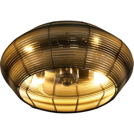Ventilateur de plafond marron avec éclairage, ventilateurs de plafond grillagés avec éclairage et télécommande, 100-240V, Luminaire (1/5)