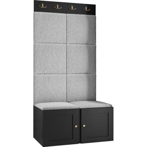 Conjunto para recibidor Hartford 375, Abriamo 6, 186x84x46cm, MDF, Aglomerado laminado, Tapiz, Montada en la pared, Colocada