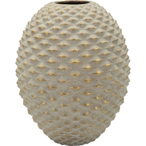 Vaso Pepipas Ball grande in ceramica grigia con accenti oro