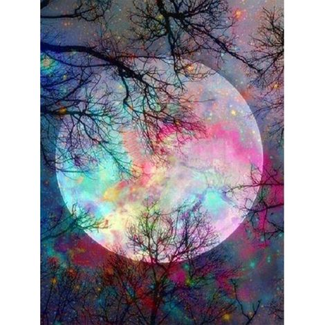 (30x40cm) Décoration d'intérieur pour débutants - Reflet de la lune nocturne - Colorfu