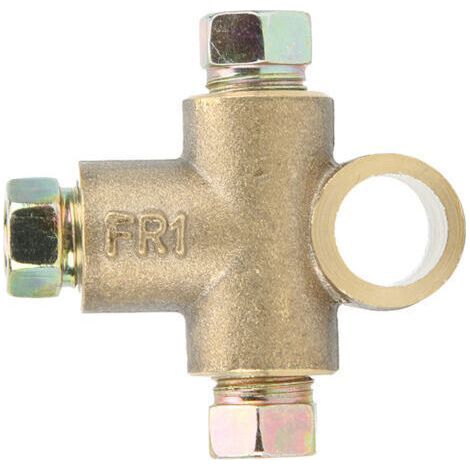 Brake T-fitting with 3 male nuts, lightweight and high quality, compatible with M10 3/16in (10mm) pipes and automotive accessories. (1/5)