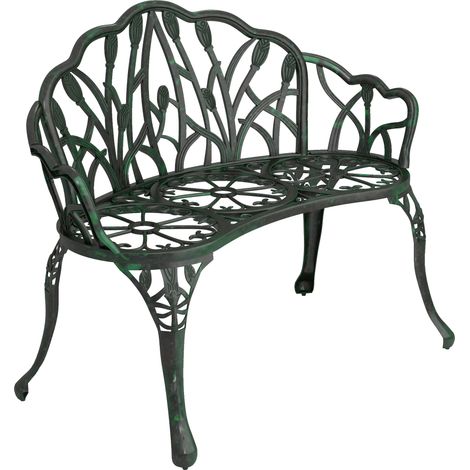 Banc Paganos Style Romantique Floral Extérieur Résistant Vert Antique (1/5)
