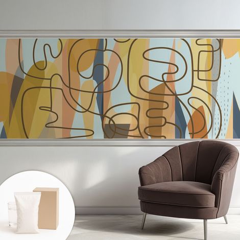 Papier peint intissé avec imprimé pour décoration intérieure pour rénovation a motif - Colle incluse gratuite Formes abstraites 250x104 cm (1/5)
