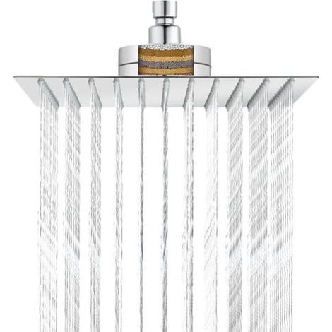 Filtered shower head, 25cm luxury rain shower head, softens hard water and promotes long-lasting results, improving the condition of skin and hair, filter design in (1/4)